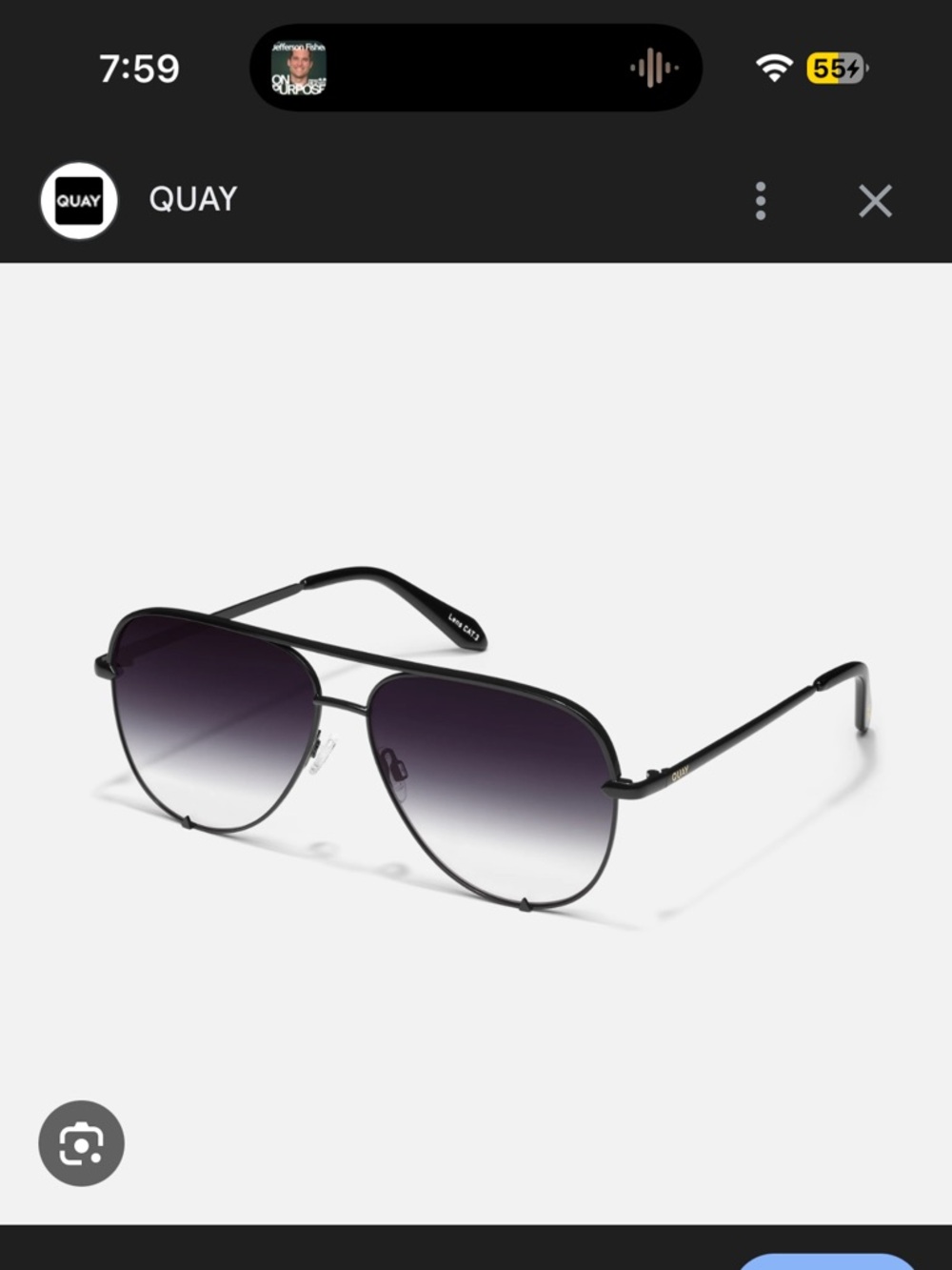 Quay Australia Aviator Sunglasses in Black with Fade Lenses - Picture 5 of 5